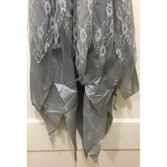 Ghost Bride Halloween Costume Girls M Spooky Skeleton Heart Dress Gothic Cosplay - Picture 6 of 9